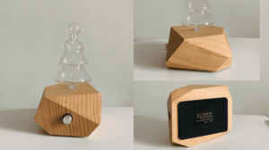 Custom branded nebulizer diffuser with wood base and box